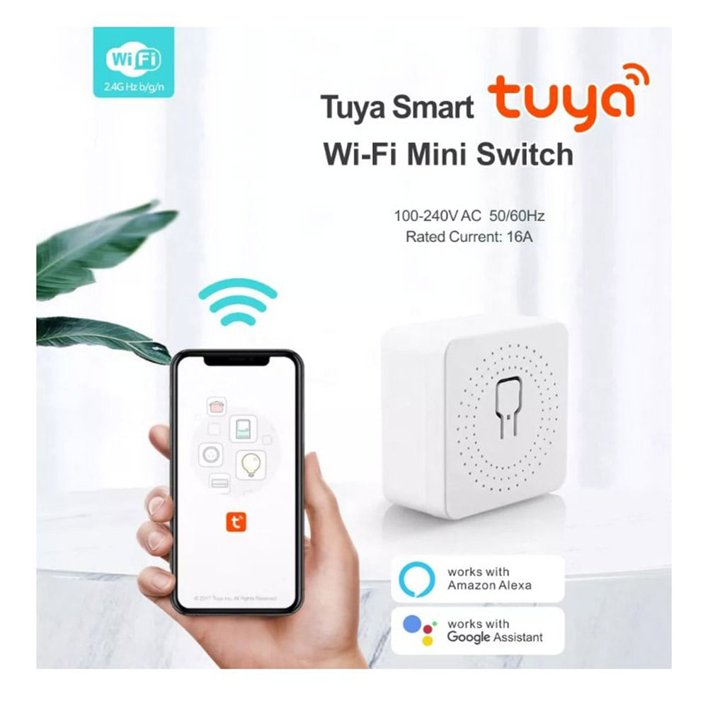 Mini Swtich Inteligente Wifi Multifuncion Tuya-Ap-Smt Controla Desde Google Home, Alexa + App