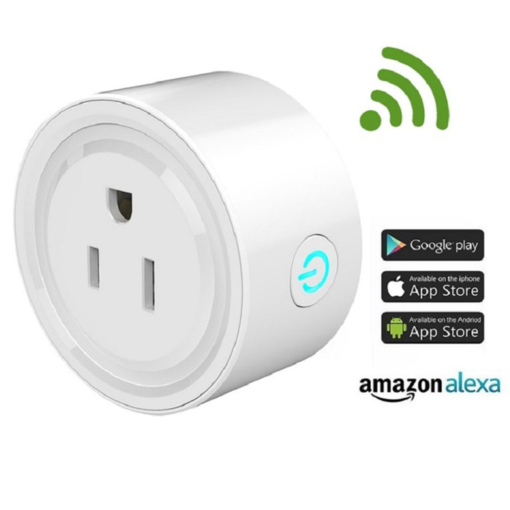 Enchufe tomacorriente Inteligente Wifi 10a Tuya-Bsd01 Compatible con Google y Alexa +App Android IOS