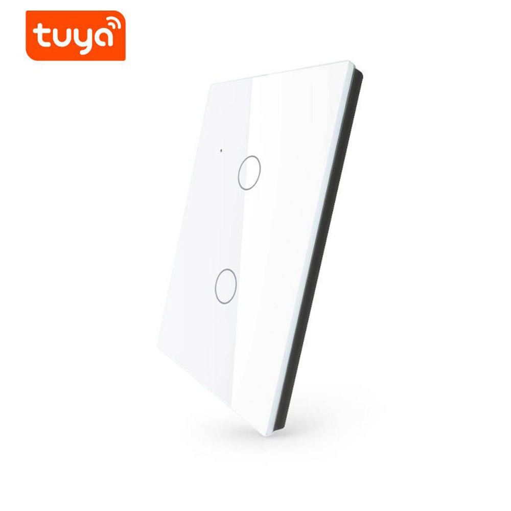 Interruptor Táctil Blanco Wifi Inteligente 2 Canales Compatible Alexa y Google Home Tuya-Wt-U2 +APP