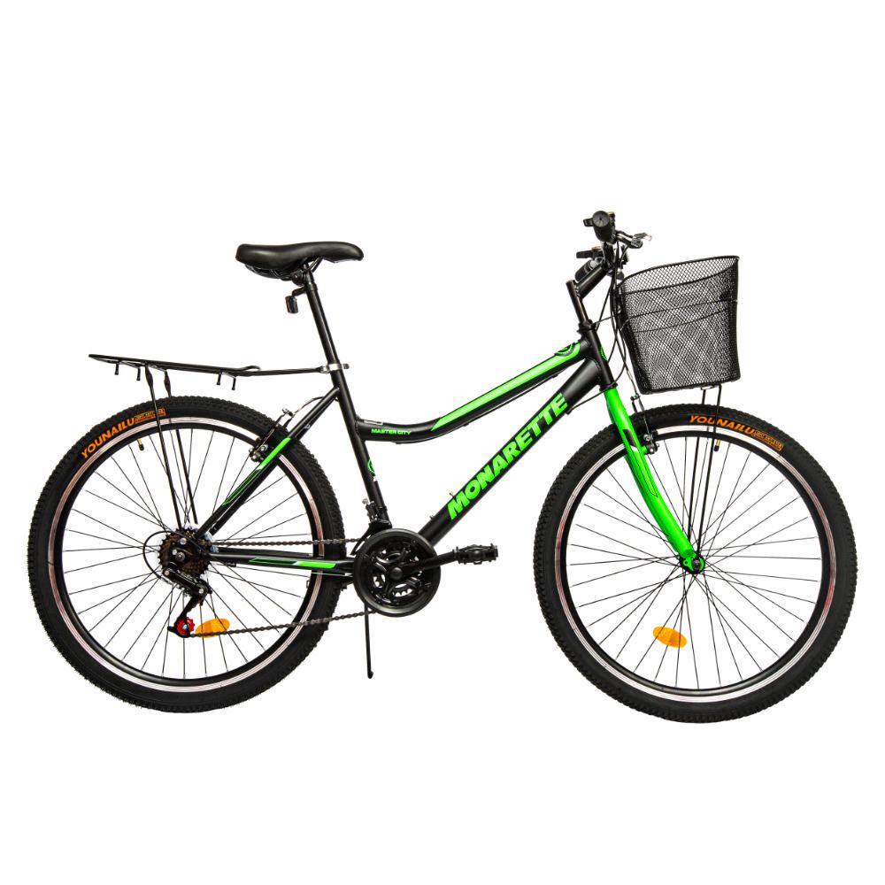 Bicicleta Monarette Master City 21V Aro 26 Negro/Verde