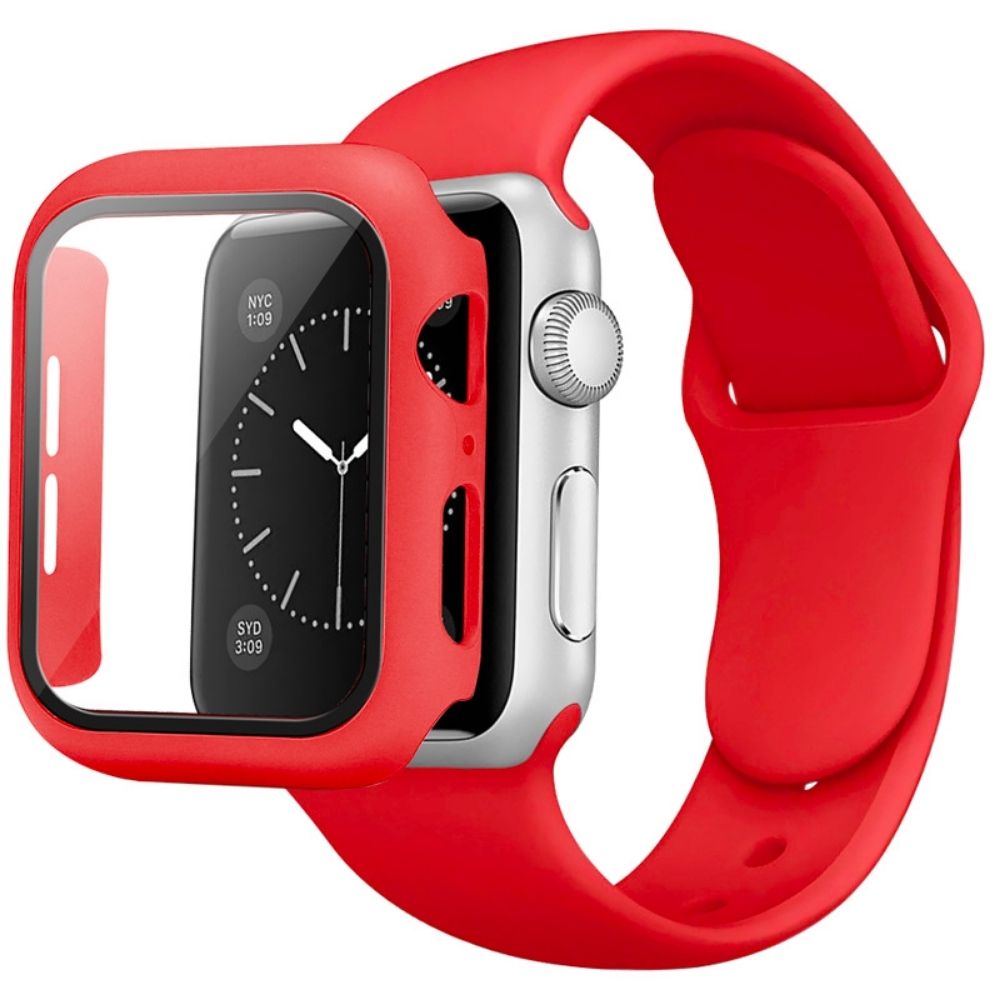 Kit Correa + Case + Mica para Apple Watch 44 mm Rojo