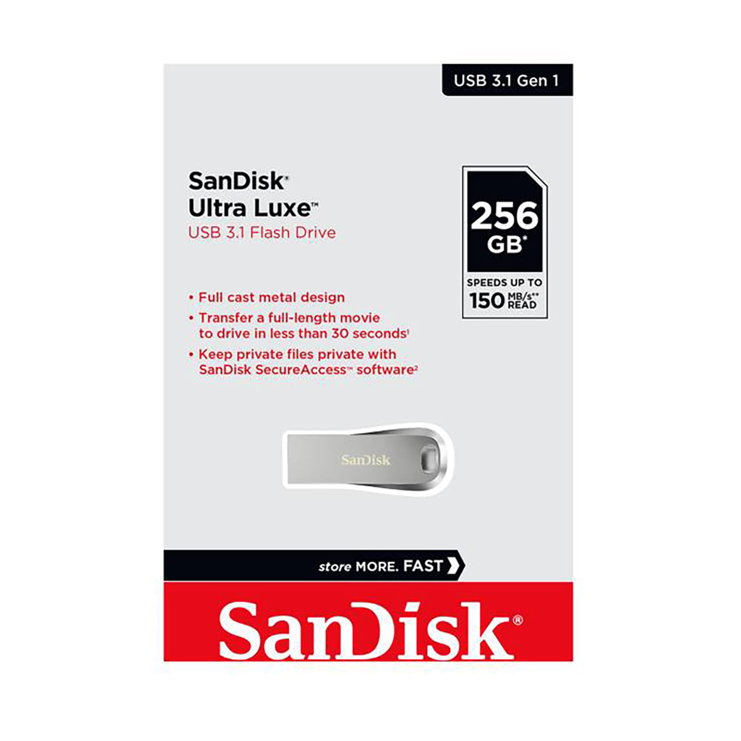 Memoria USB SanDisk Ultra Luxe 256GB Unidad Flash USB 3.1