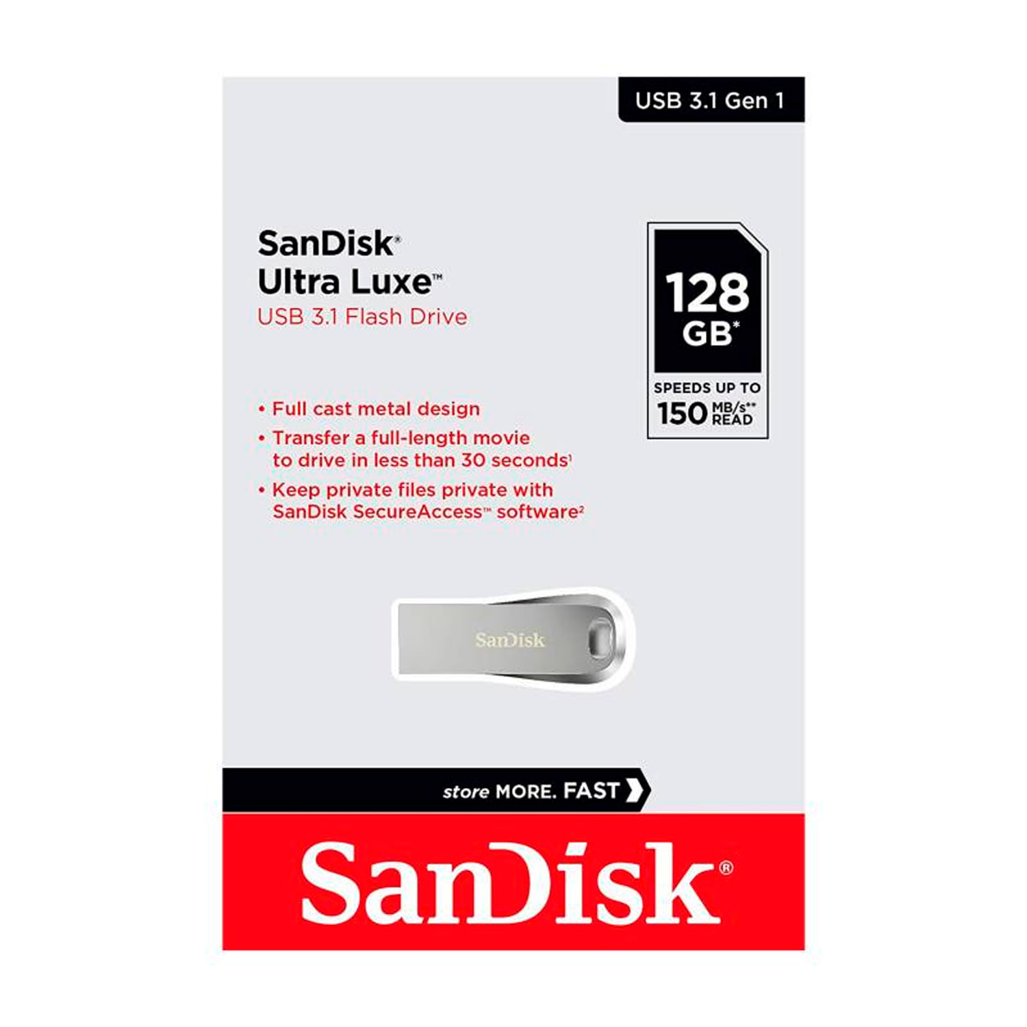 Memoria USB SanDisk Ultra Luxe 128GB Unidad Flash USB 3.1