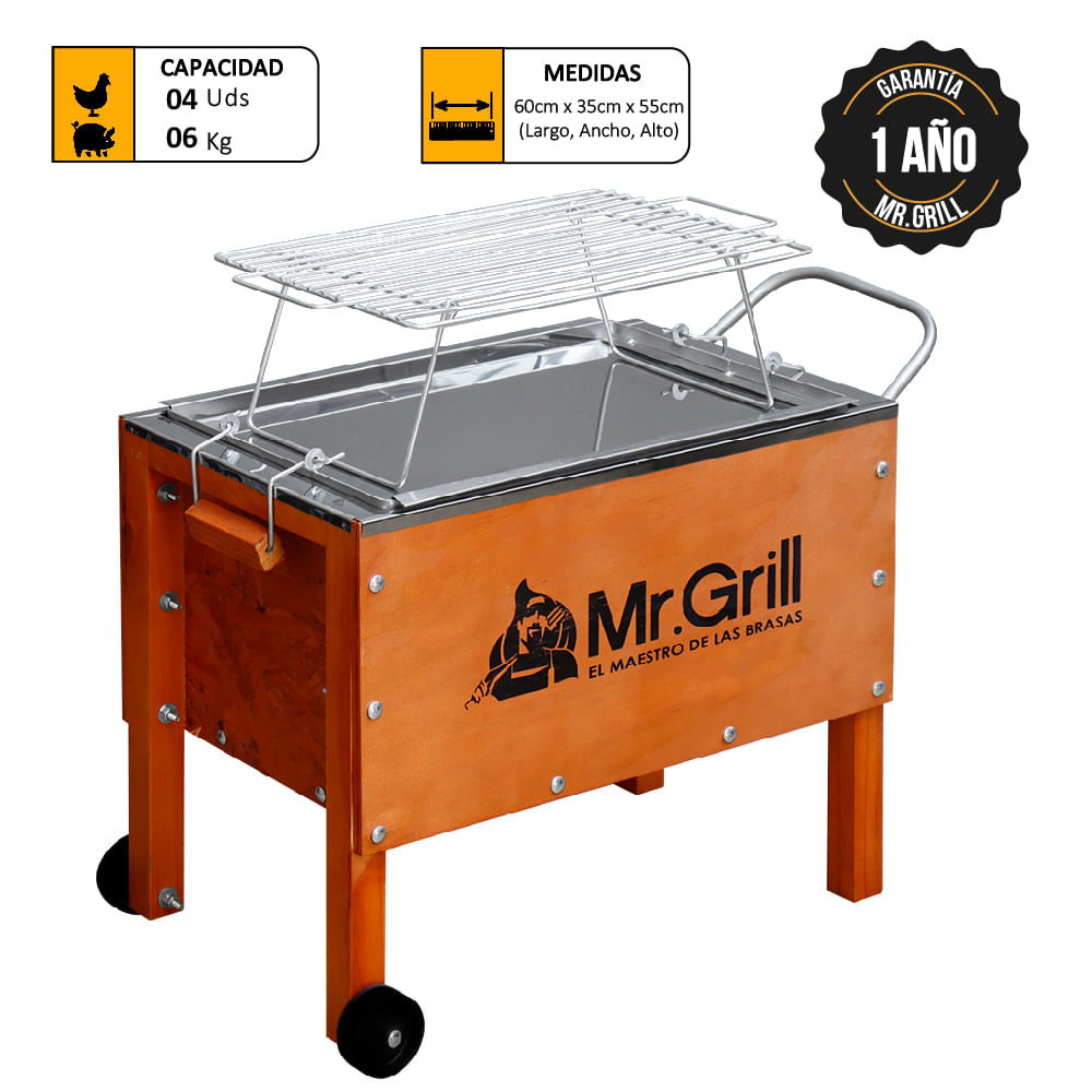 Caja China Mediana Mr. Grill Jr Acero Galvanizado + Parrilla