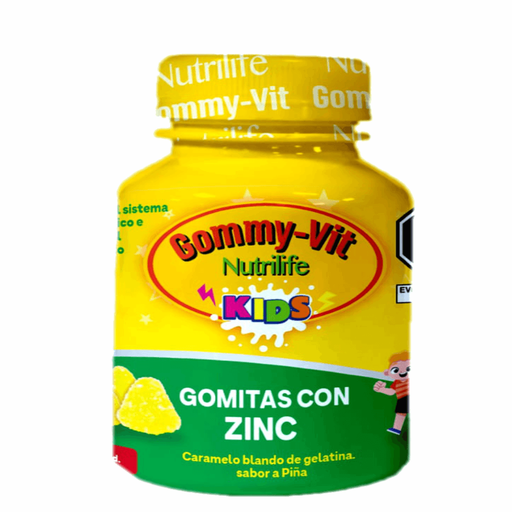 Caramelo Blando De Gelatina Gommy-Vit Nutrilife Zinc Sabor Piña Botella Pet X 120 gr