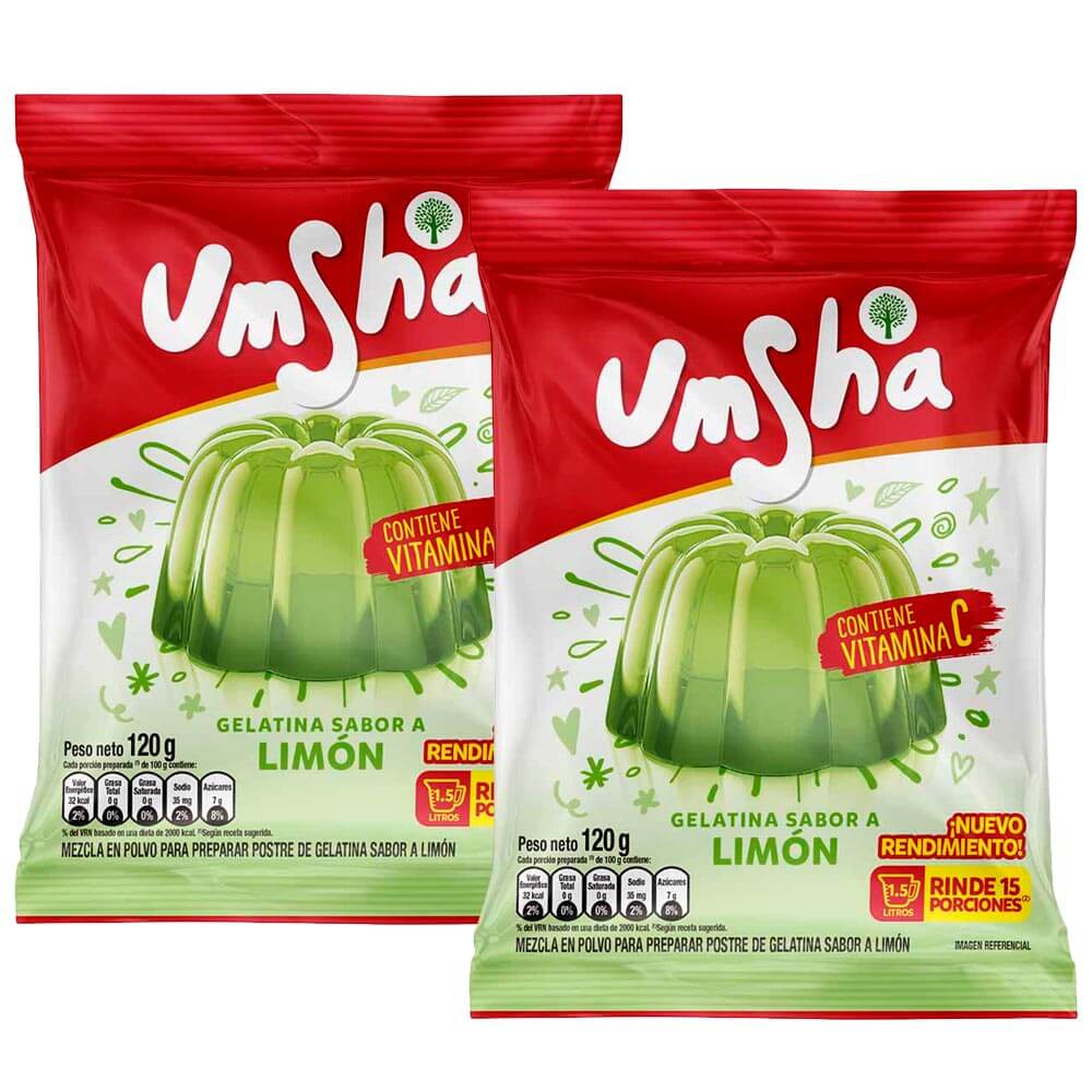 Pack Gelatina UMSHA Sabor a Limón 120g Bolsa 2un