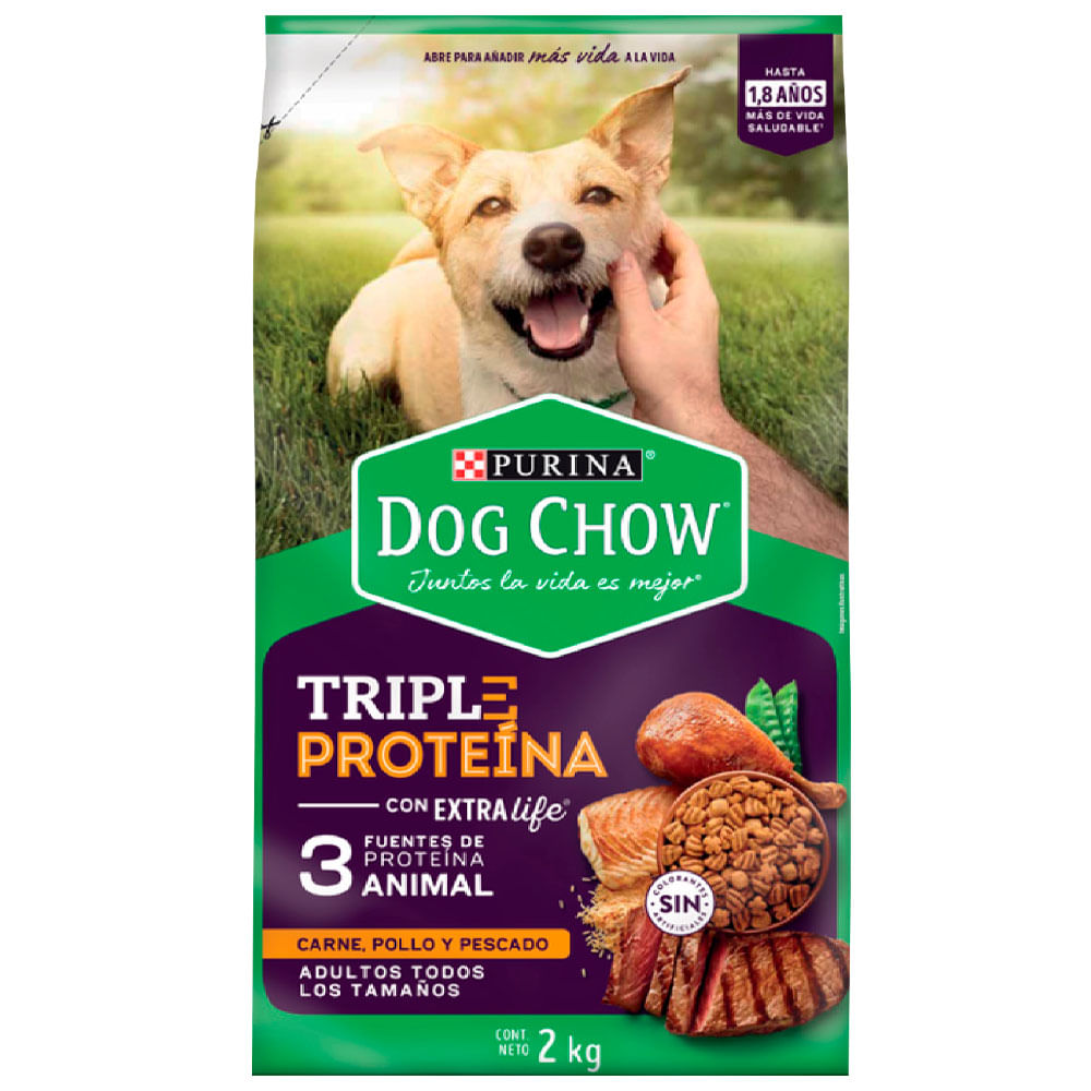 Alimento para Perro DOG CHOW Triple Proteína Adultos Todos Los Tamaños 2kg
