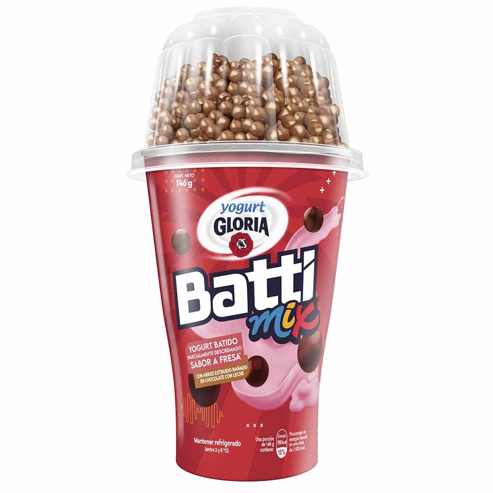 Yogurt Battimix GLORIA Fresa con Bolitas de Chocolate Vaso 146g