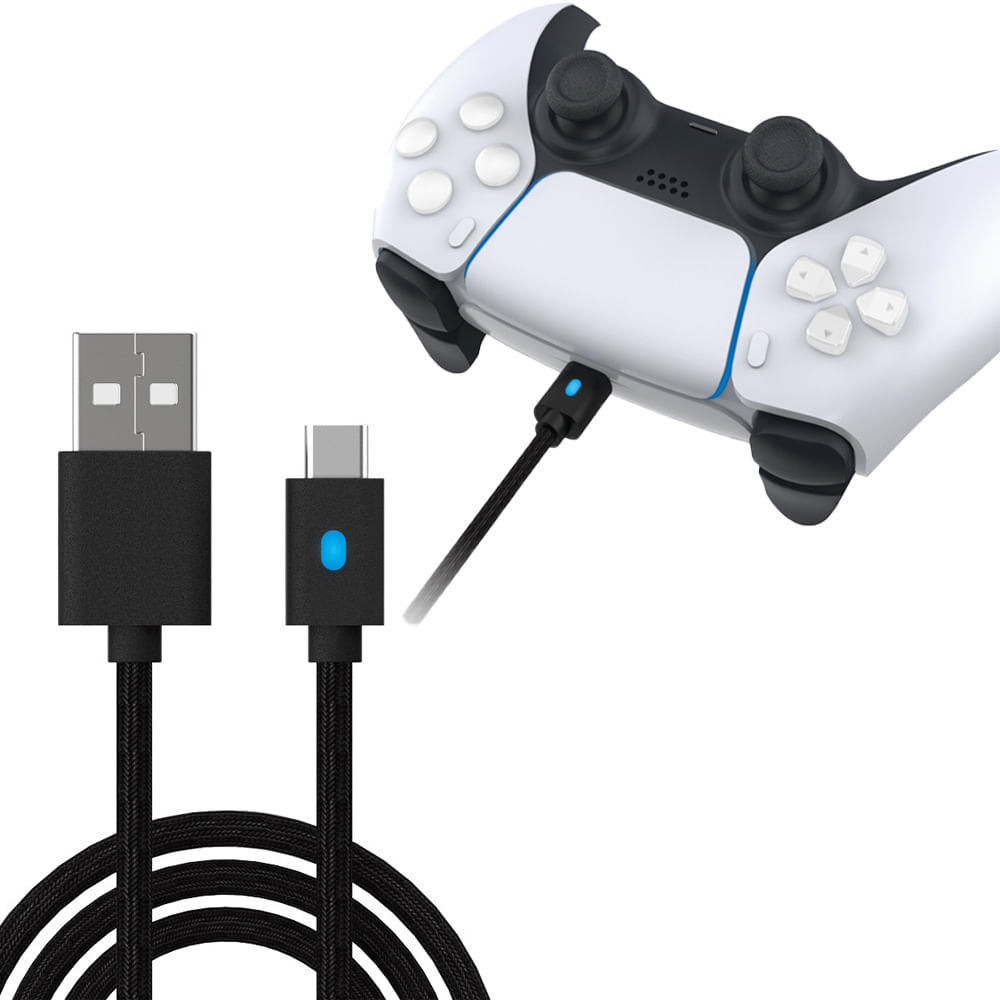 Cable de Carga y Datos 3 Metros para Mando PS5, Xbox X/S, Switch