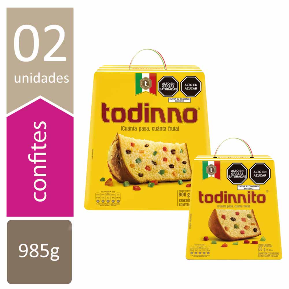 Panetón TODINNO Caja 900g + Panetón TODINNITO Caja 85g