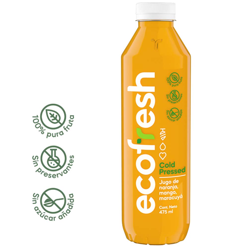 Jugo de Naranja Mango Maracuya ECOFRESH Botella 475ml