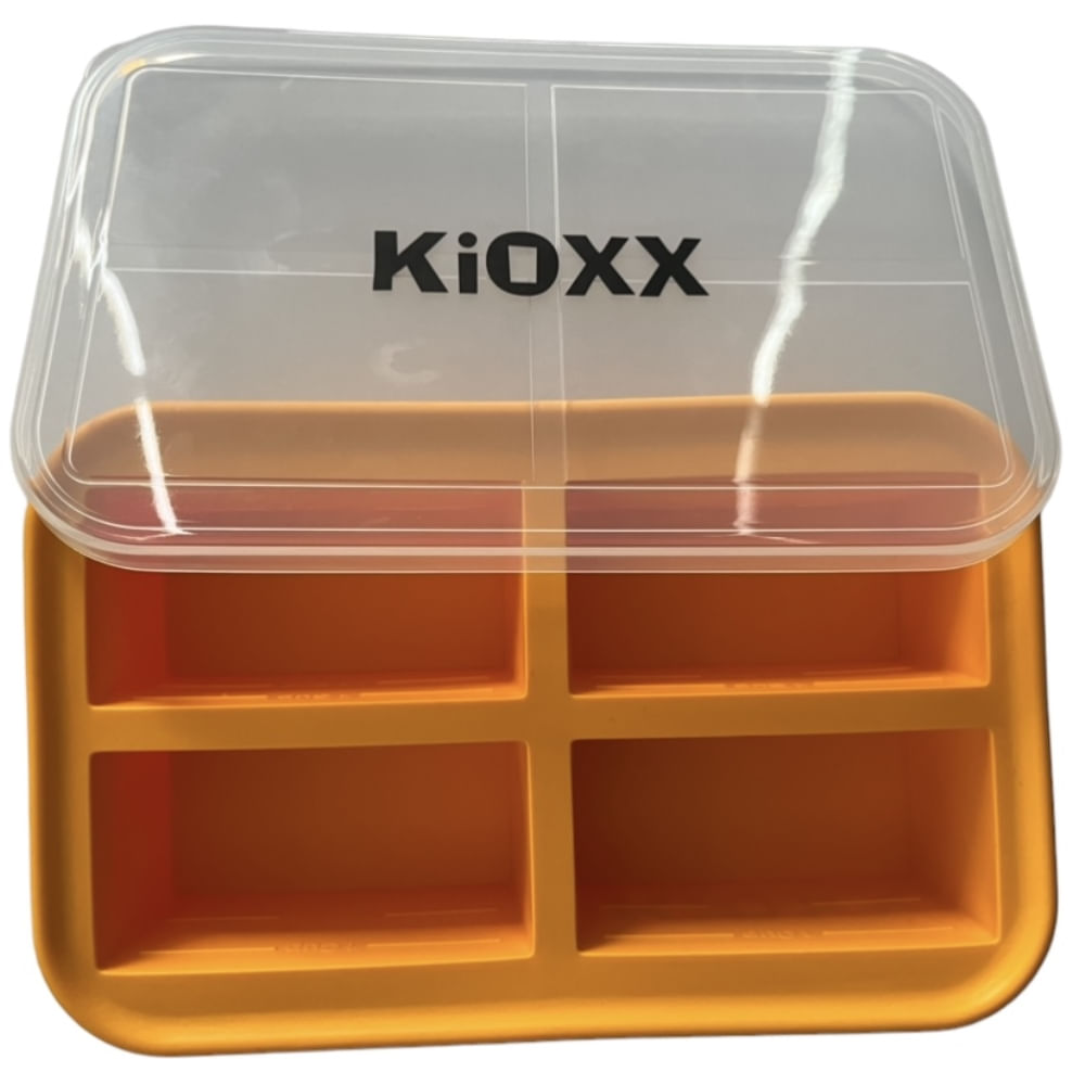 Cubeta de Silicona para Congelar Alimentos 4 Cavidades KiOXX Naranja