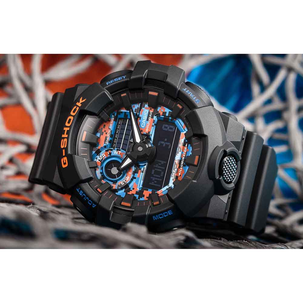 Reloj Casio G-Shock GA700CT-1A Para Hombre Digital Analógico Luz Led Acuático Negro Azul Naranja