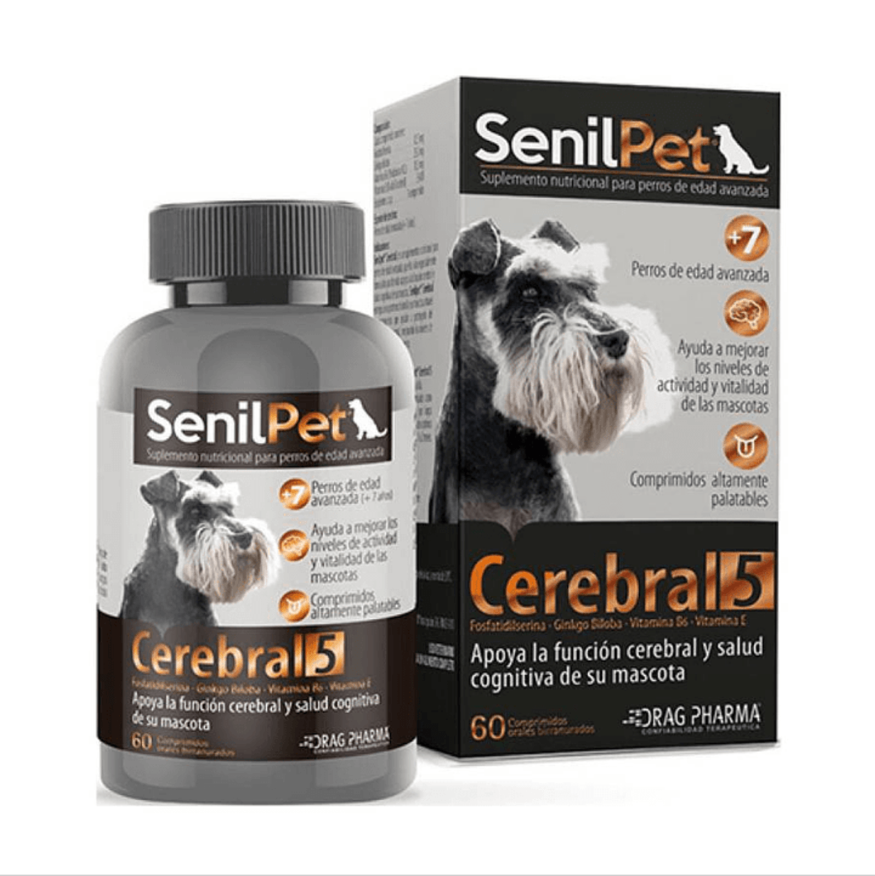 Suplemento para Perros Senior Drag Pharma SenilPet Cerebral 5 x 60 Tab