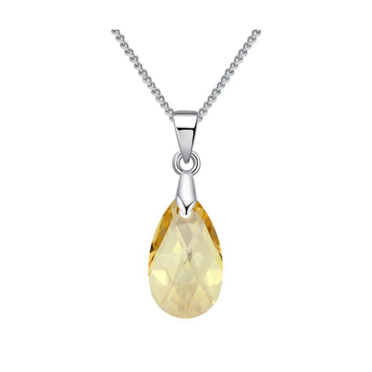 Collar de Plata Sifrah Shop Dije Cristal Swarovski Pear Crystal Golden Shadow