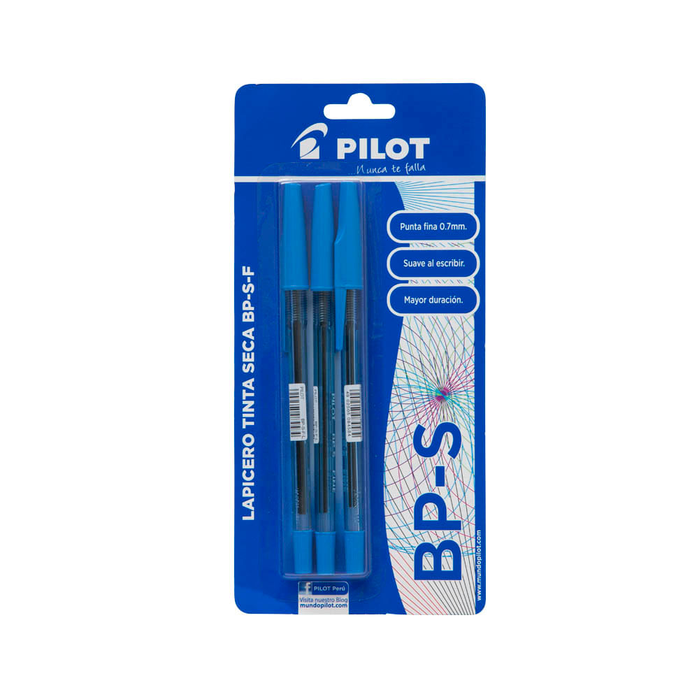 Bolígrafo PILOT BP-S Azul 3un