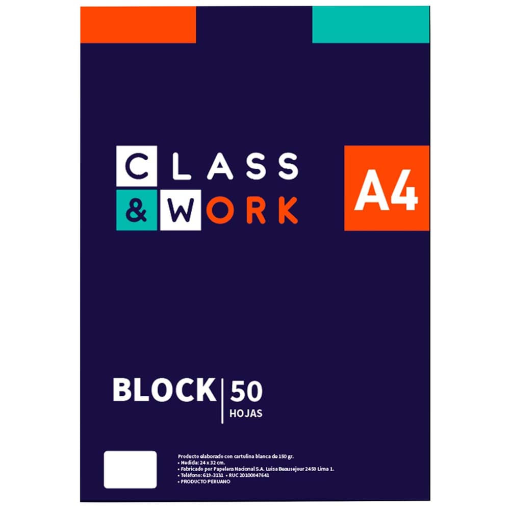 Block CLASS&WORK A4 Rayado 50 Hojas