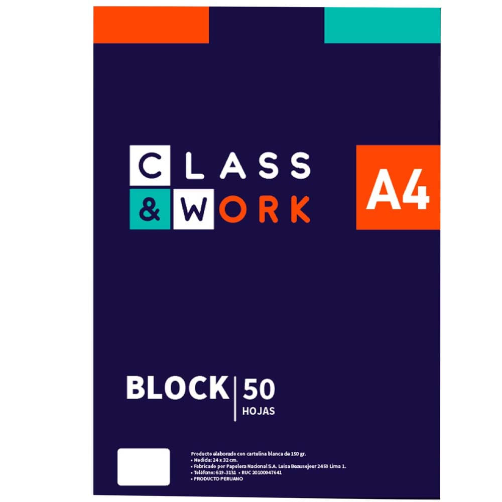 Block CLASS&WORK A4 Cuadriculado 50 Hojas