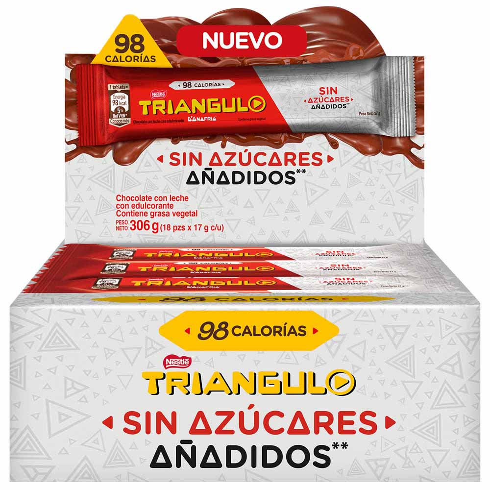 Chocolate TRIÁNGULO Sin Azúcares Paquete 17g