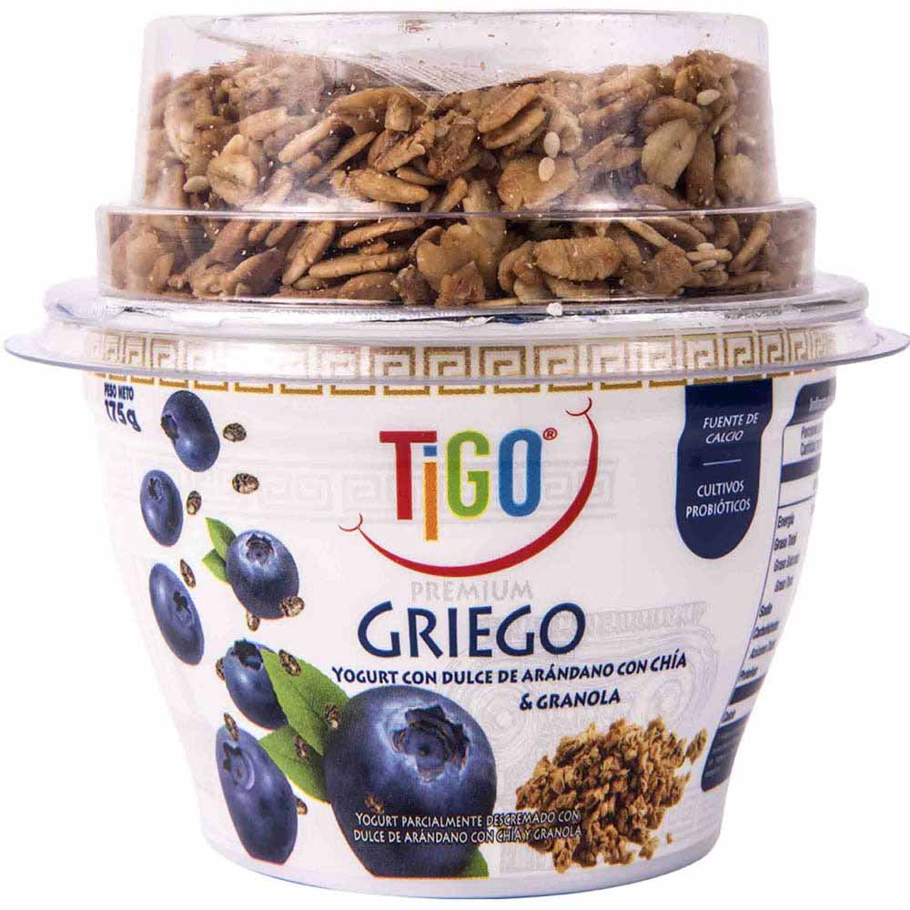 Yogurt Griego TIGO Arándano con Chía y Granola Vaso 175g