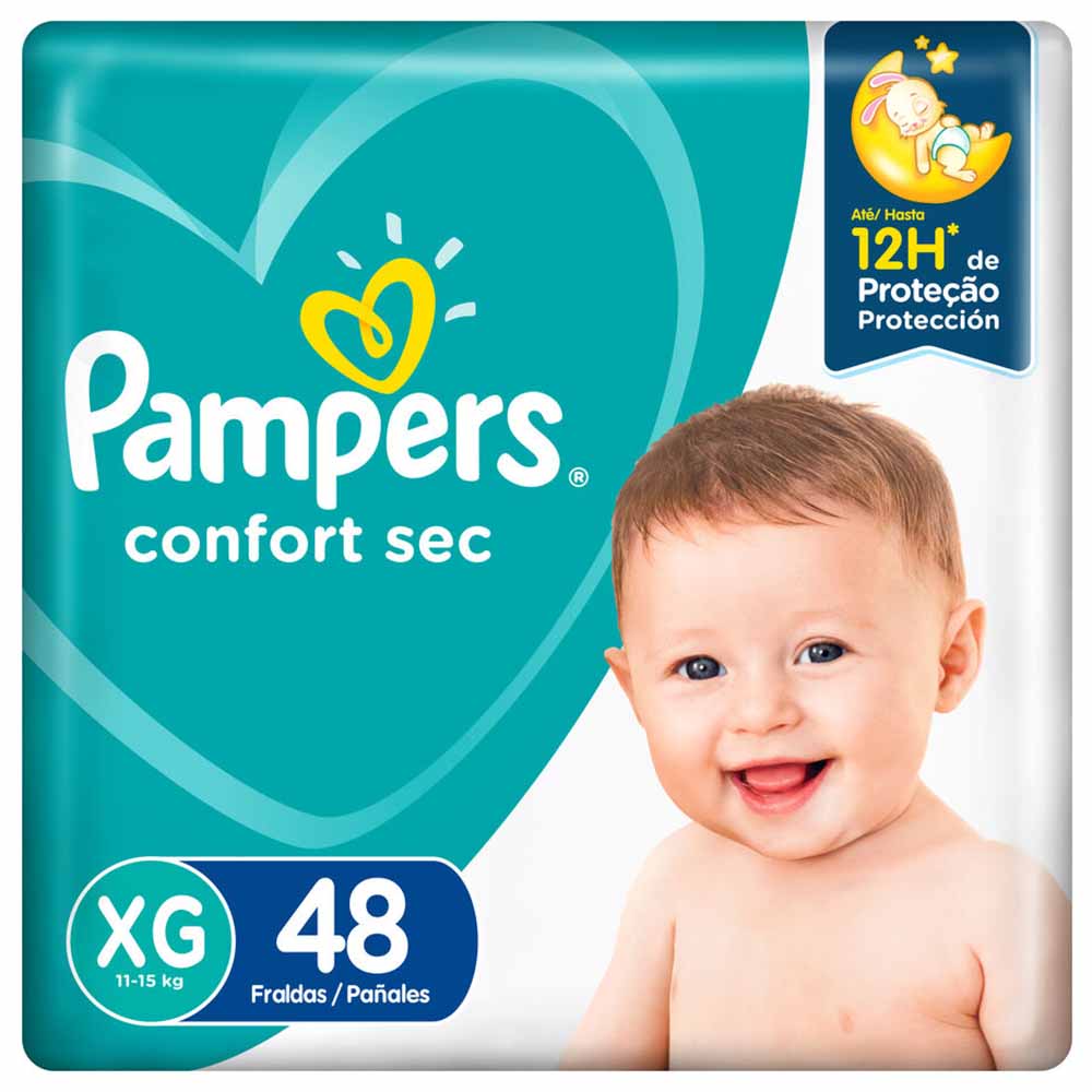 Pañales para Bebé PAMPERS Confort Sec Talla XG Paquete 48un