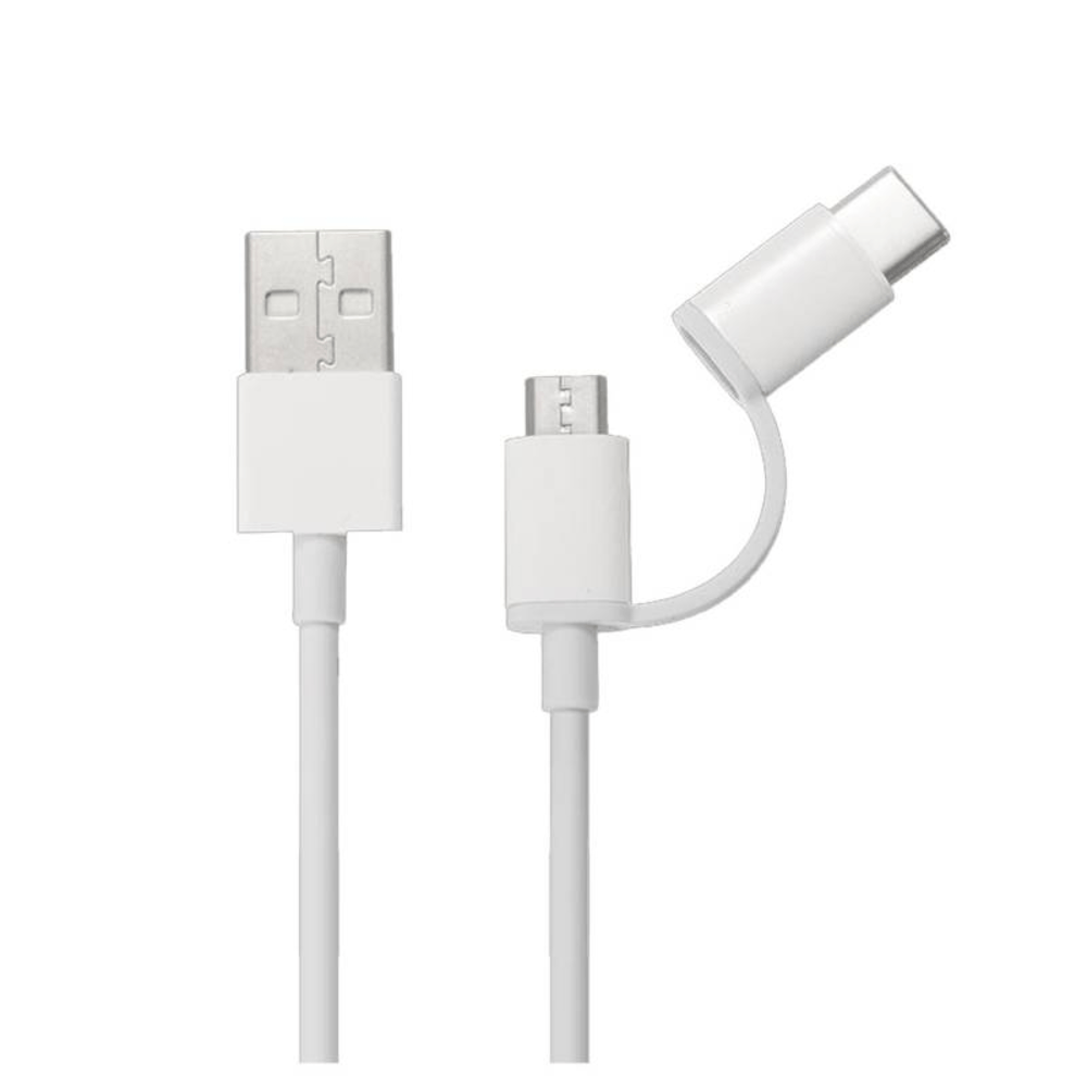 Cable USB 2 en 1 Xiaomi Micro USB y Tipo C 0.30 Cm Blanco