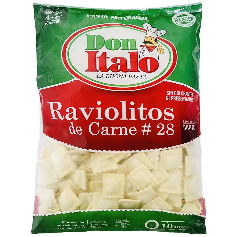 Raviolitos DON ITALO de Carne Bandeja 500g