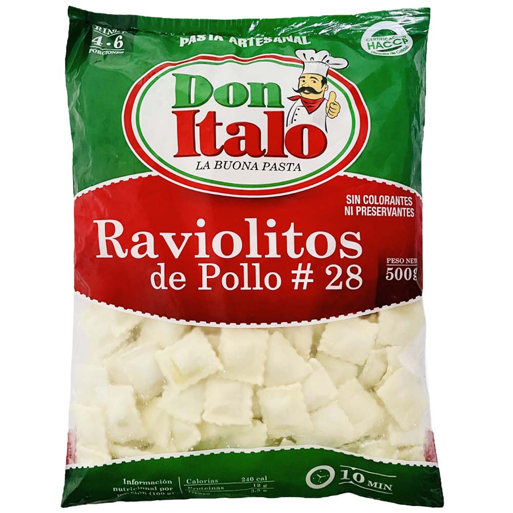 Raviolitos DON ITALO de Pollo #28 Paquete 500g