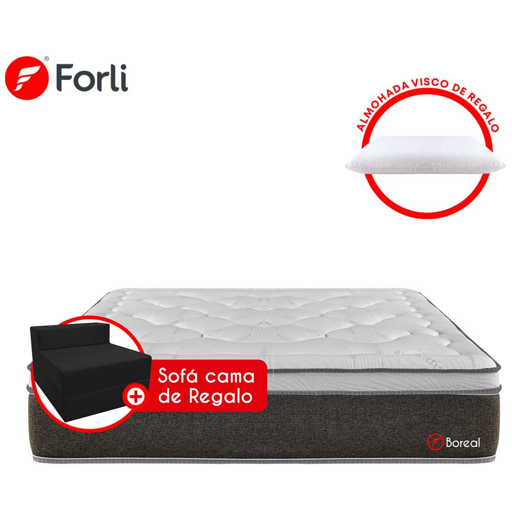 Colchón FORLI Boreal SS Pocket 1.5 Plz + 1 Almohadas + Protector