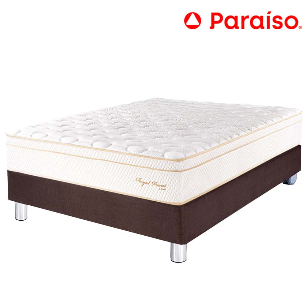 Cama Box Tarima PARAISO Royal Prince Chocolate 1.5 Plz + 1 Almohada Viscoelástica + Protector