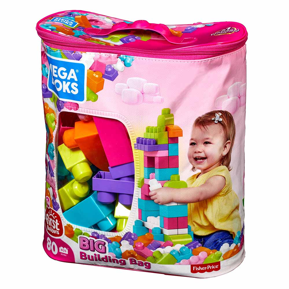 Juguete de Construcción MEGA BLOKS Preschool Gran Bolsa Rosa Para Construir