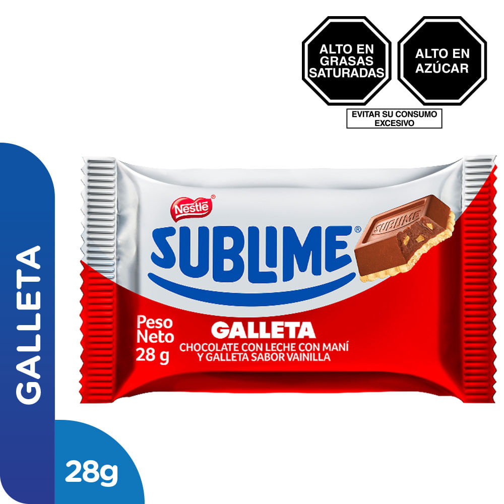 Chocolate SUBLIME Galleta y con Maní Empaque 28g