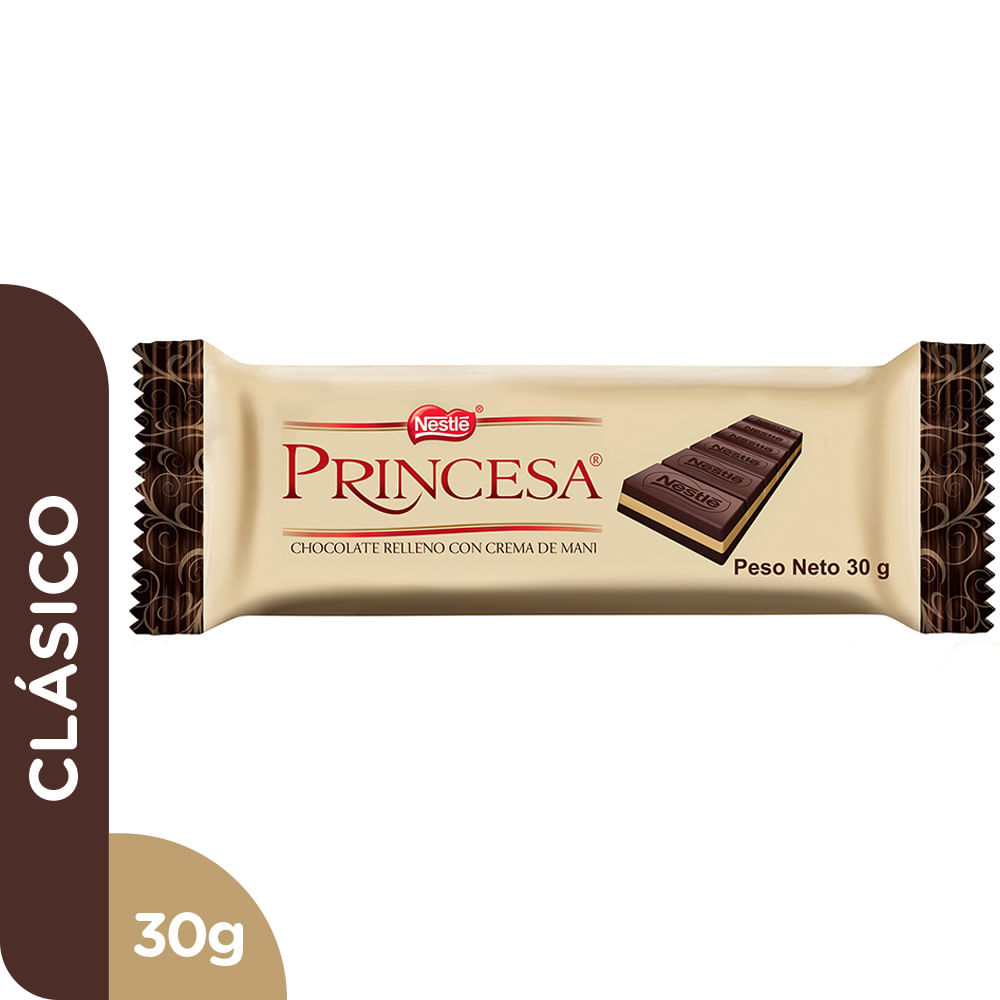 Chocolate PRINCESA Relleno con Crema de Maní Empaque 30g