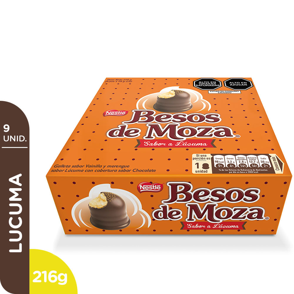 Chocolate BESOS DE MOZA Lúcuma Caja 9un x 24 g