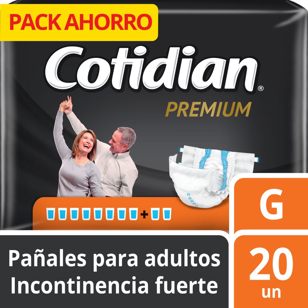 Pañales Premium COTIDIAN Protección Adulta Talla G Paquete 20un