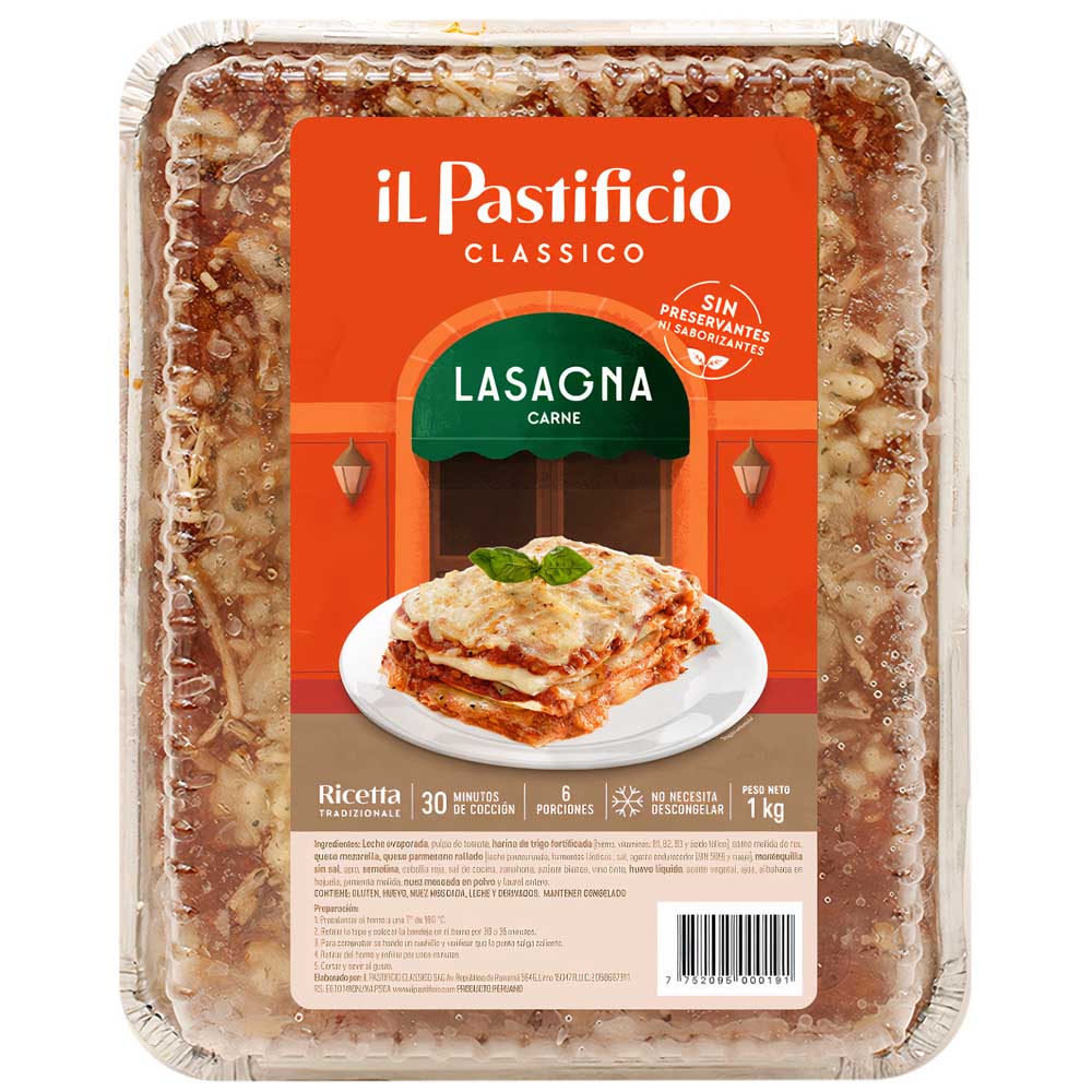 Lasagna Rellena de Carne IL PASTIFICIO Bandeja 1Kg