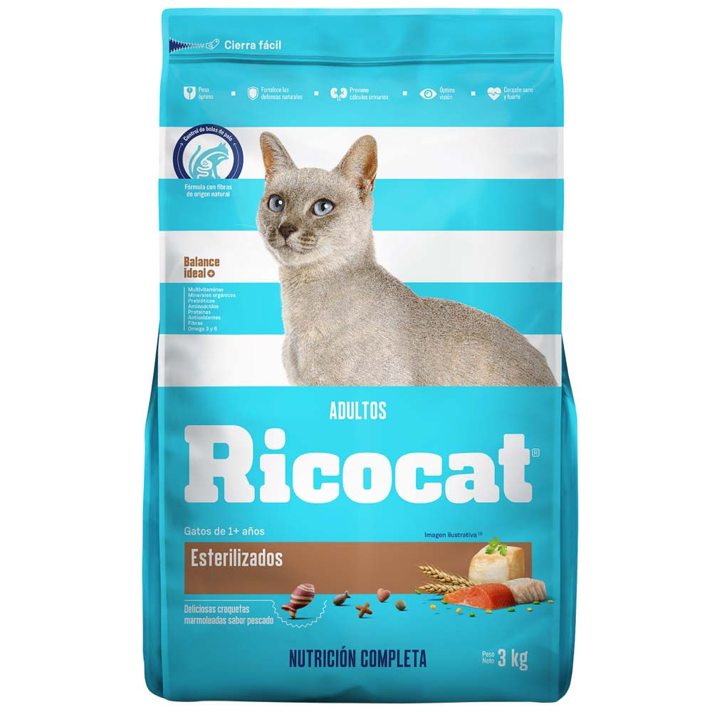 Comida para Gatos RICOCAT Adultos Esterilizados Bolsa 3Kg