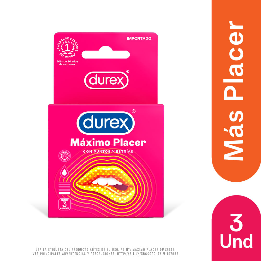 Preservativos DUREX Máximo Placer Caja 3un