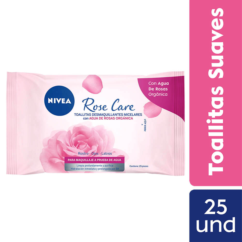 Toallitas Desmaquillantes NIVEA Rose Care - Paquete 25un