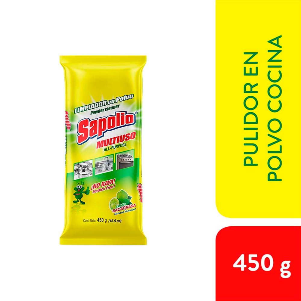Limpiador en Polvo SAPOLIO Pulidor Multiuso Limón Bolsa 450g