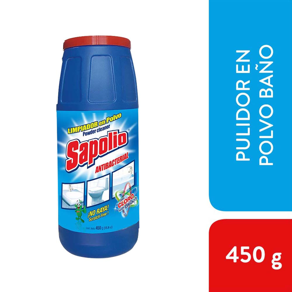 Pulidor en Polvo SAPOLIO Antibacterial Frasco 450g