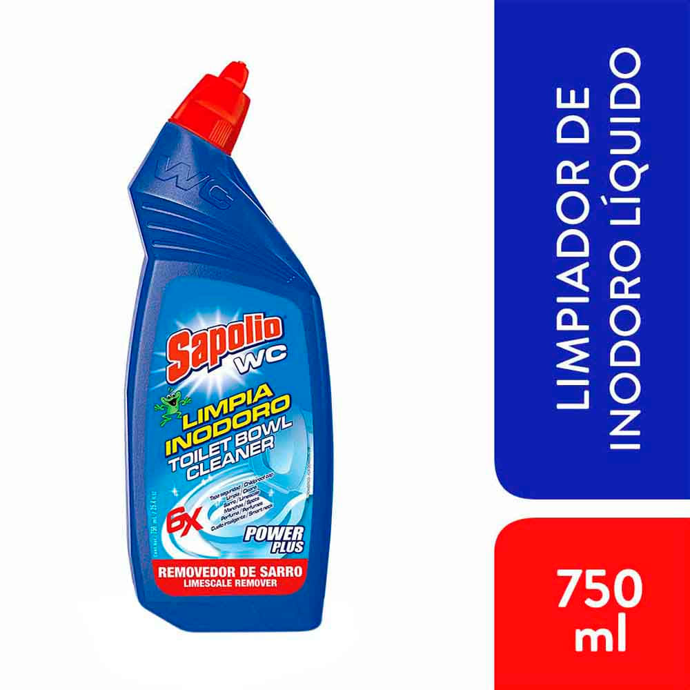 Desinfectante Líquido de Baño SAPOLIO Removedor de Sarro WC Power Plus Azul Botella 750ml