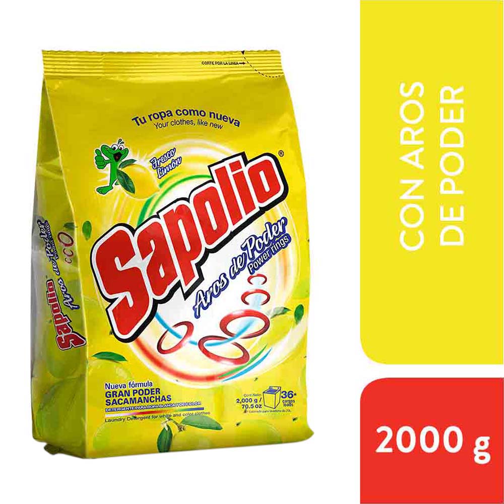 Detergente en Polvo SAPOLIO Limón Bolsa 2Kg