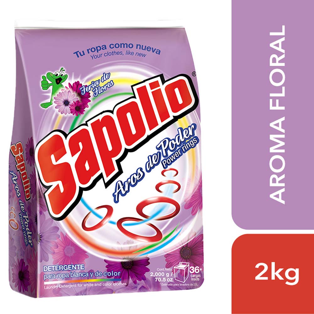 Detergente en Polvo SAPOLIO Floral Bolsa 2Kg