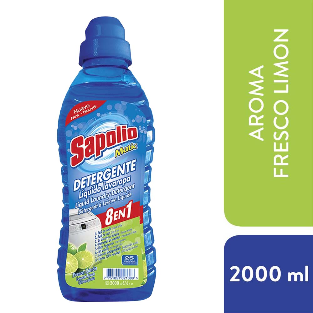 Detergente líquido SAPOLIO MATIC Limón Botella 2L