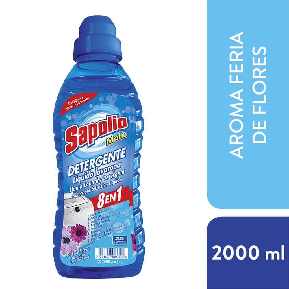 Detergente líquido SAPOLIO MATIC Flores Botella 2L