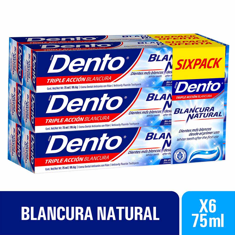 Pasta Dental DENTO Blancura Natural Tubo 75ml Caja 6un