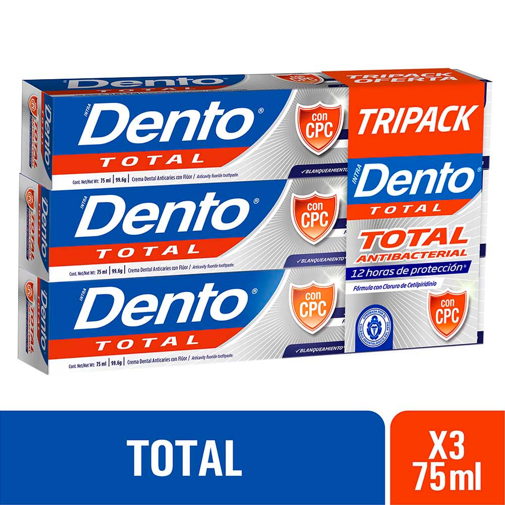 Pasta Dental DENTO Total Tubo 75ml Caja 3un