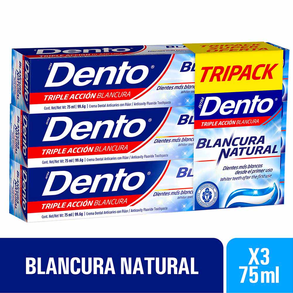 Pasta Dental DENTO Blancura Natural Tubo 75ml Caja 3un