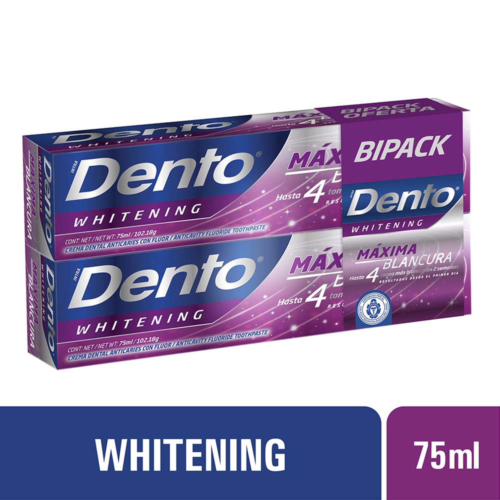 Pasta Dental DENTO Whitening Tubo 75ml Paquete 2un